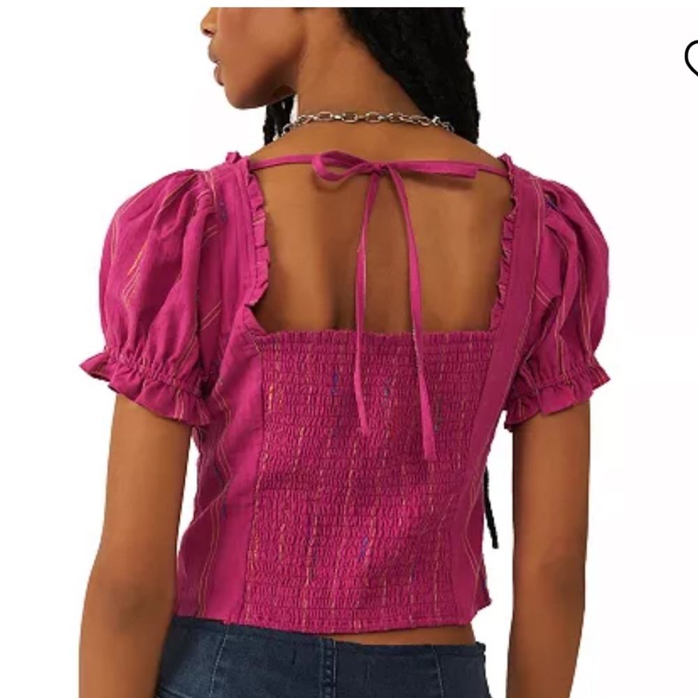 FREE PEOPLE SEROTONIN PINK MEDIUM SHORT SLEEVE TOP - Picture 3 of 7